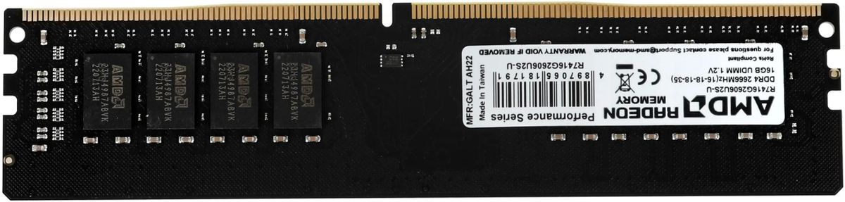 Модуль памяти 16GB AMD Radeon™ DDR4 2133 DIMM R7 Performance Series Black R7416G2133U2S-U Non-ECC, C