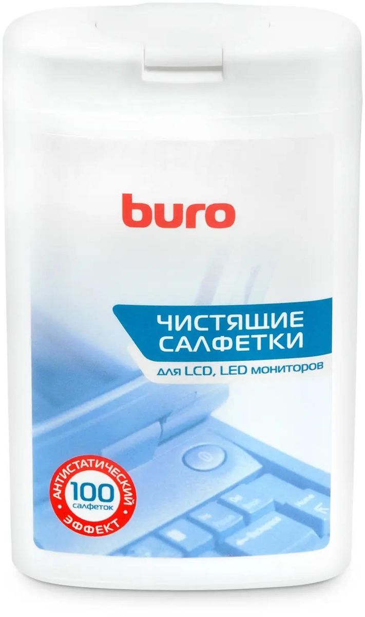 Чистящие салфетки BURO в тубе (малой) для LCD, TFT-мониторов, 100 ШТ (BU-tft)