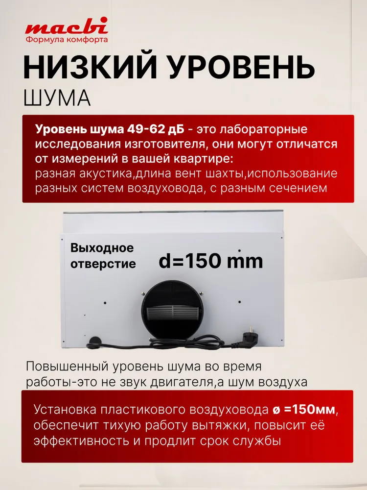 Кухонная вытяжка Macbi Perfa-60G-Baf, белый, 1200м3/ч; управление жестами