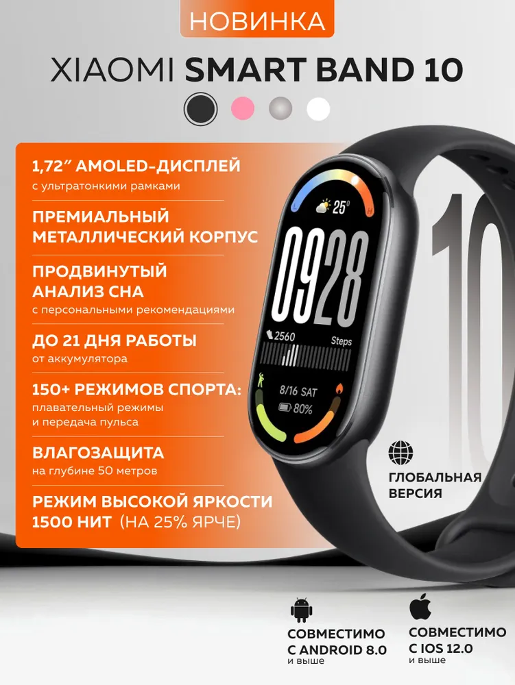 Фитнес-браслет Xiaomi Smart Band 10 Midnight Black, model: M2459B1