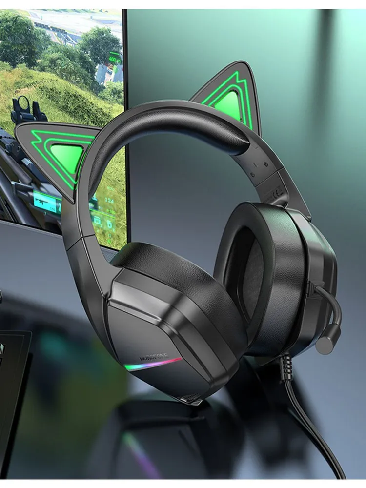 Игровые наушники BOROFONE BO106, зеленый Elf Cat