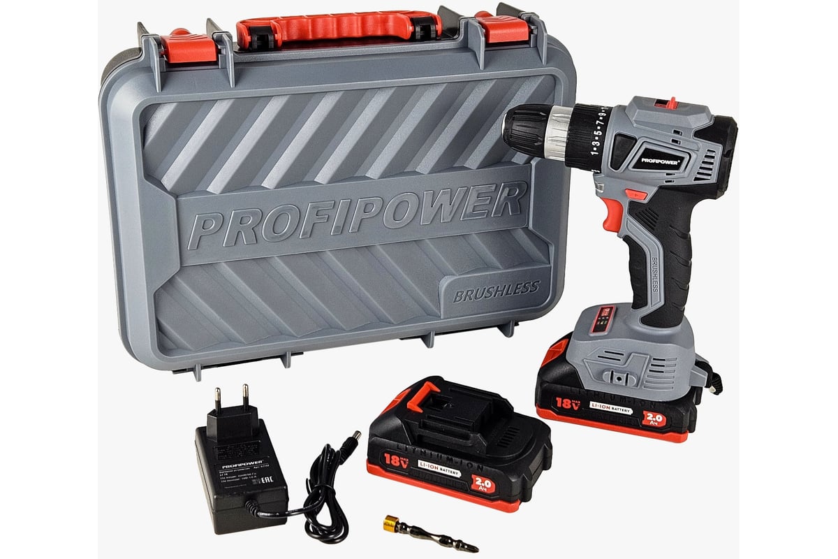 Дрель аккумуляторная Profipower MKBL-18BT <E0146>, 18В, 40Нм, б/щет, БЗП, 2*2Ач+зу, кейс