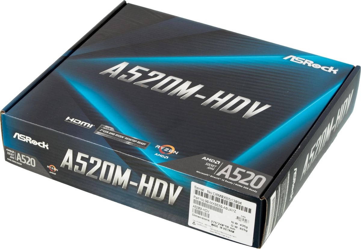 М/плата ASRock A520M-HDV Socket AM4 PCI-E/HDMI/D-SUB/DVI/2DDR4 mATX
