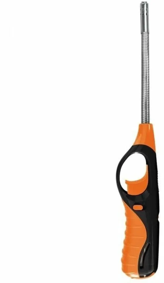 Зажигалка газовая BBQ ECOS 88С-O, с газом, с защитой от ветра, оранжевая с черным