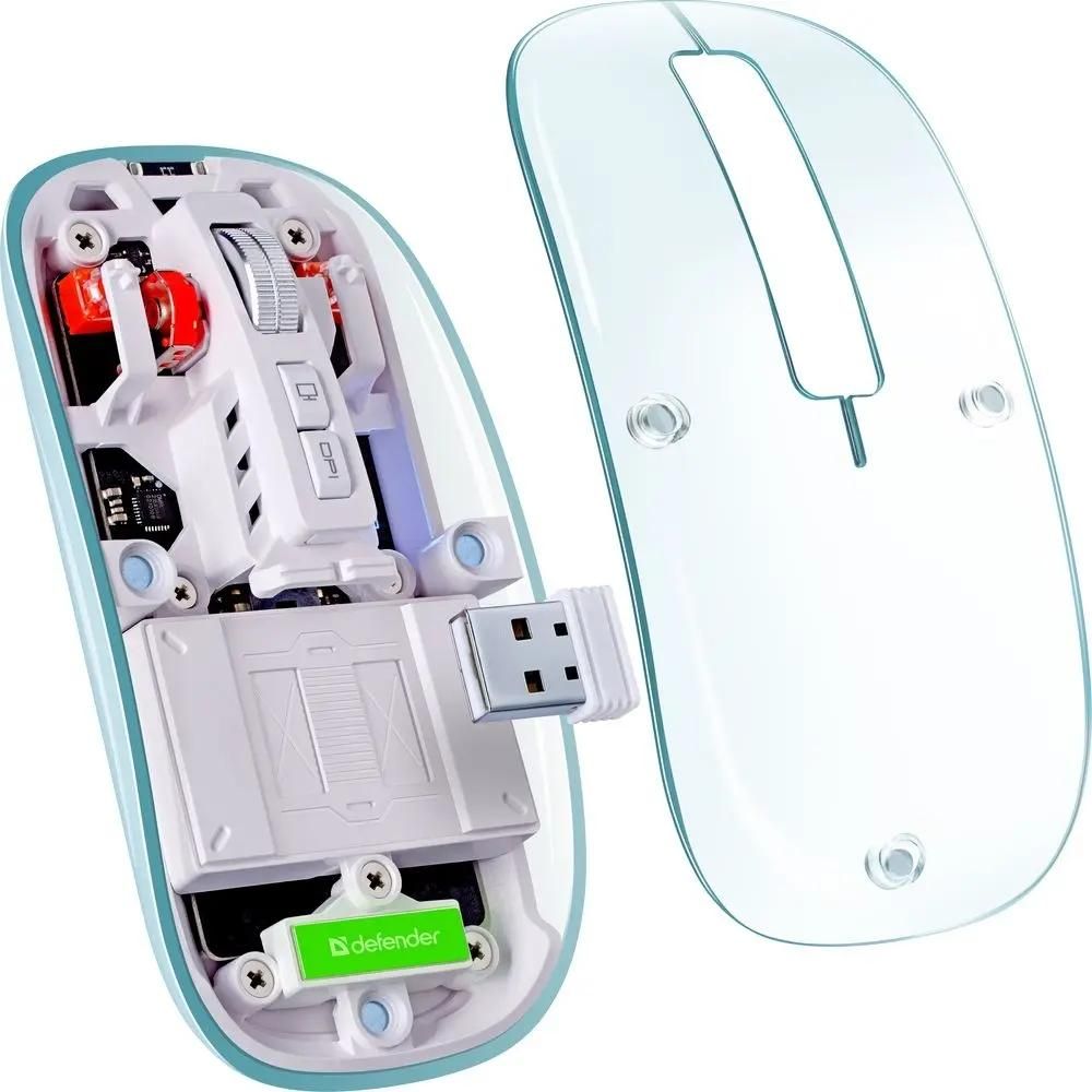 Мышь Defender Ixes MM-999, оптическая, беспроводная, USB, прозрачный <52999>