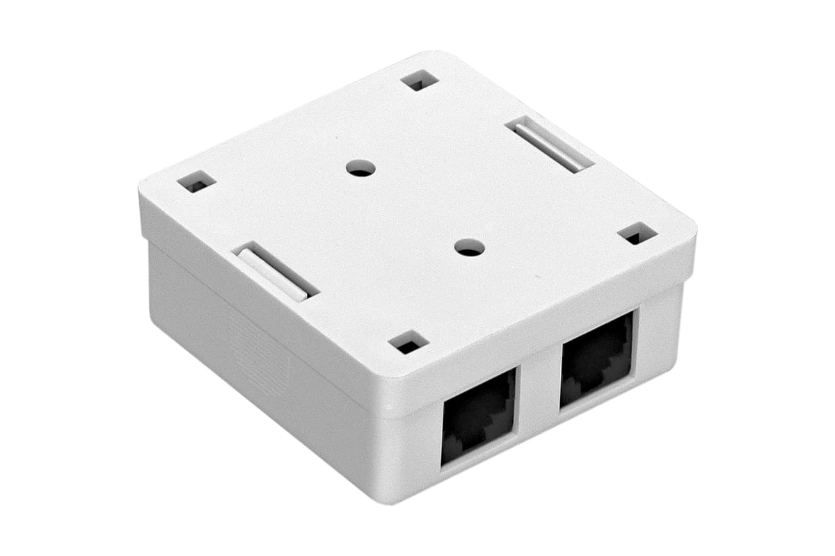 Розетка внешняя двойная Exegate EX292843RUS  SM2-RJ45-C5 RJ-45 кат.5/5E UTP Krone/110