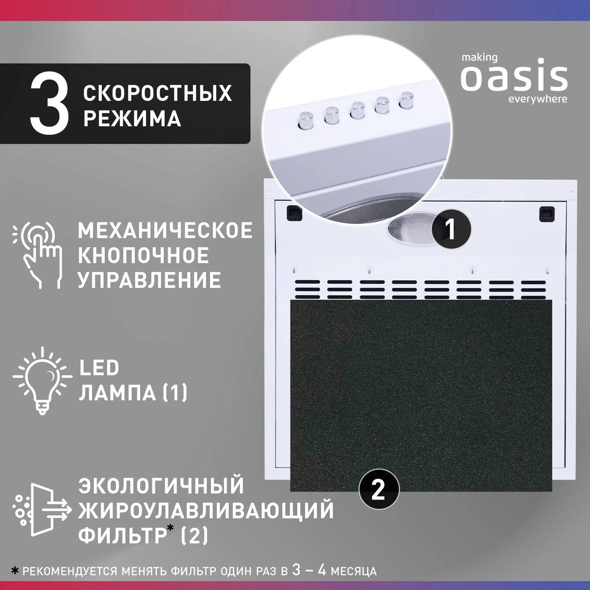 Вытяжка кухонная Oasis PO-60W