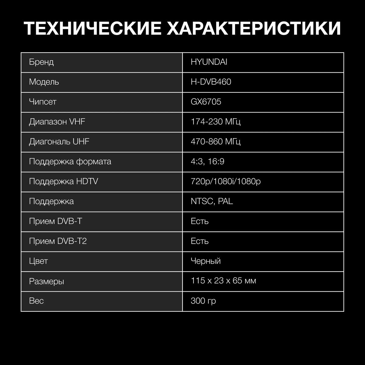 Цифровой TV ресивер HYUNDAI H-DVB460 черный