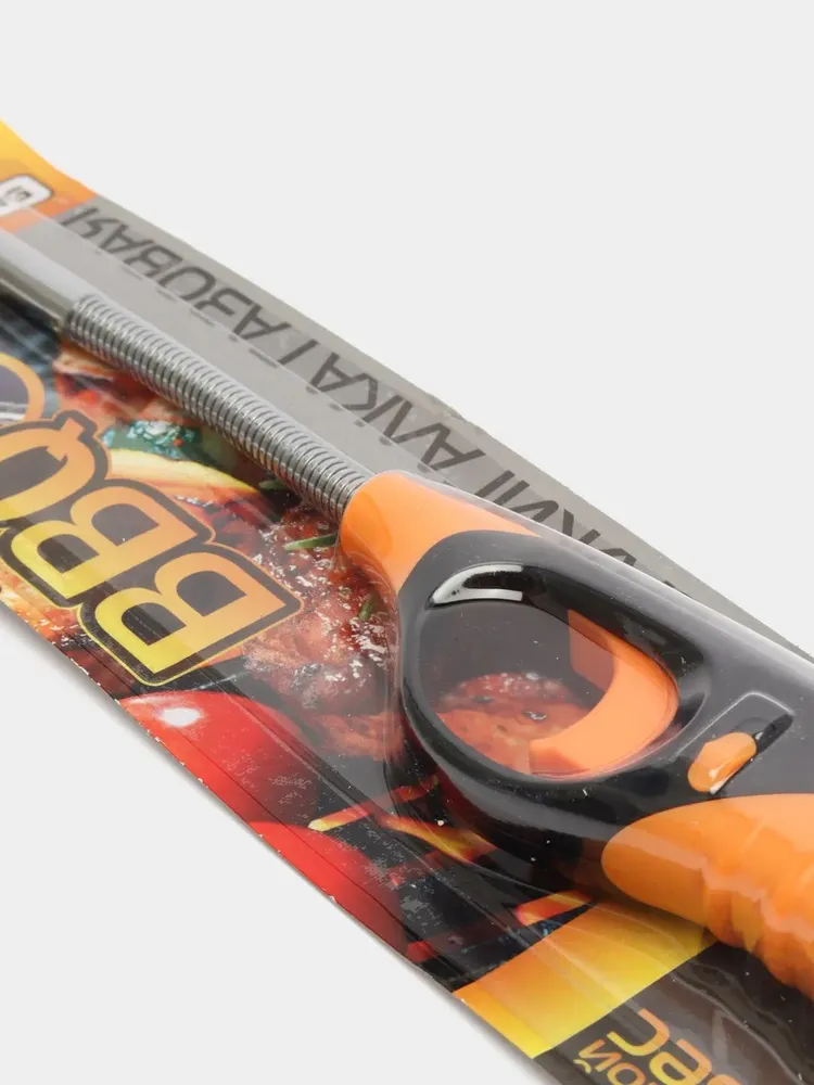 Зажигалка газовая BBQ ECOS 88С-O, с газом, с защитой от ветра, оранжевая с черным