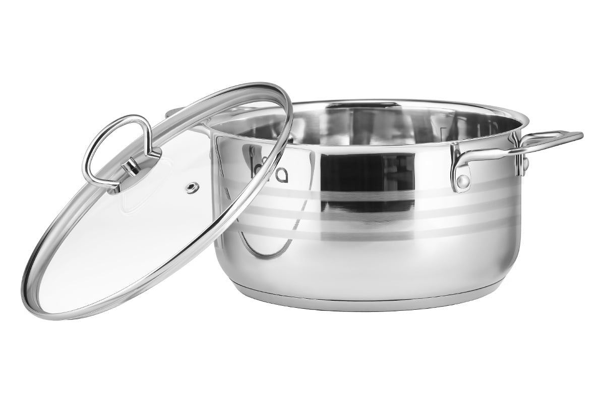 Кастрюля LARA LR02-01 (нерж) серия STANDART  <1.5л> 16x9см, капсулированное индукционное дно, крышка