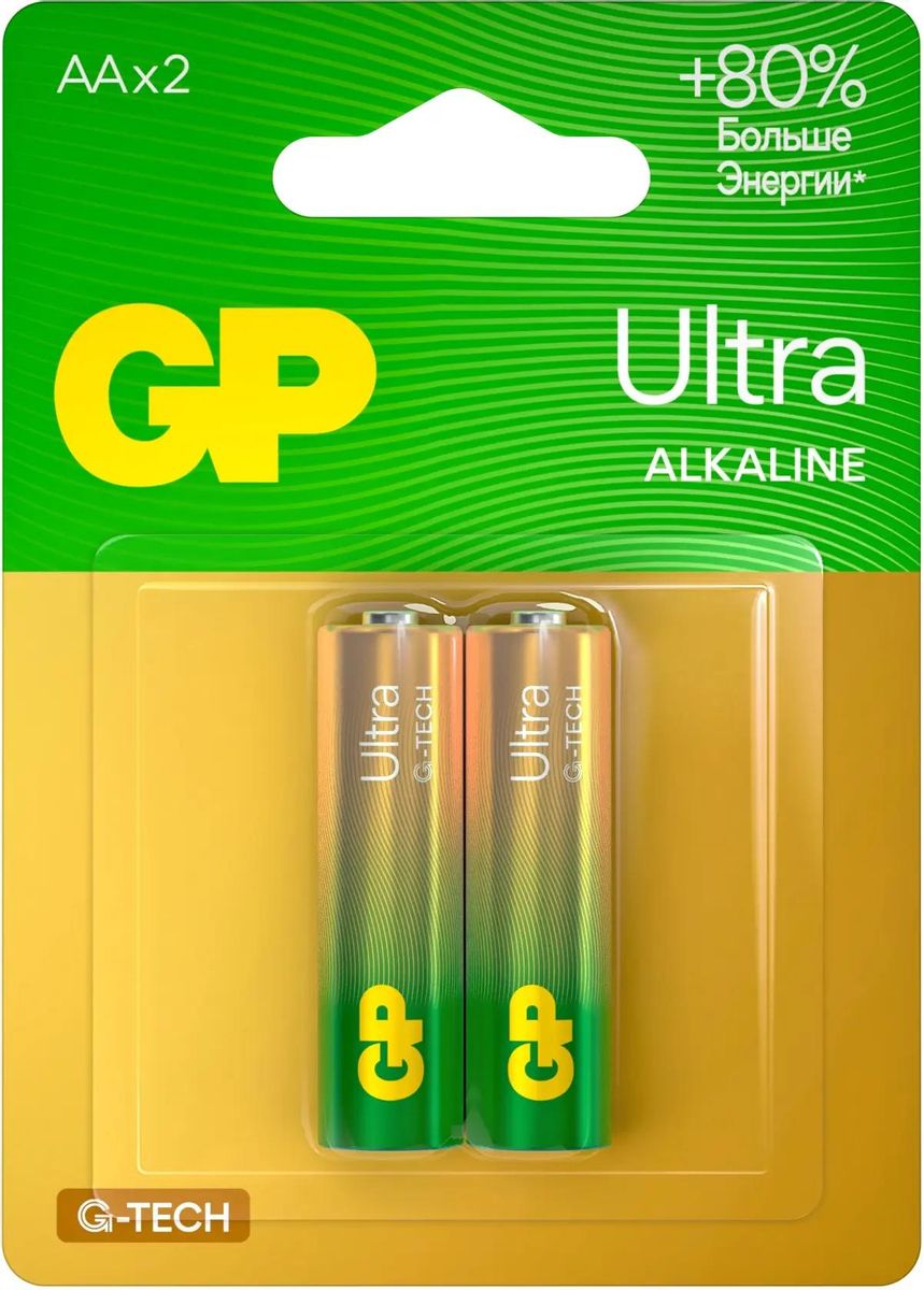 GP Элемент питания LR6 Ultra Alkaline G-TECH 15AUA21-2CRSBC2, 2бл