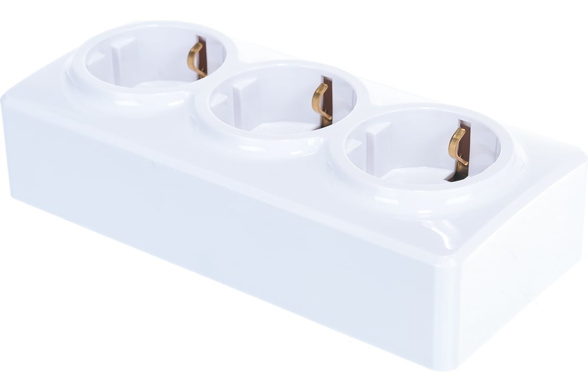 ЭРА Розетка 3х2P+E Schuko, 16A-250В, IP20, ОУ, Эра Эксперт, белый, 11-2208-01 (1/6)