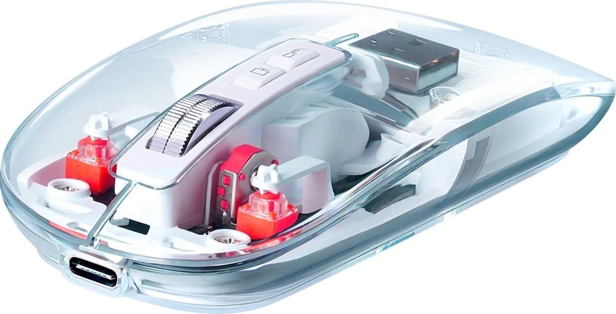 Мышь Defender Ixes MM-999, оптическая, беспроводная, USB, прозрачный <52999>