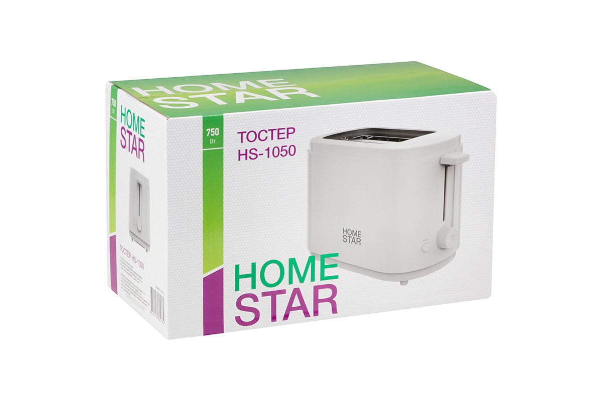 Тостер HomeStar HS-1050, цвет: белый, 750 Вт