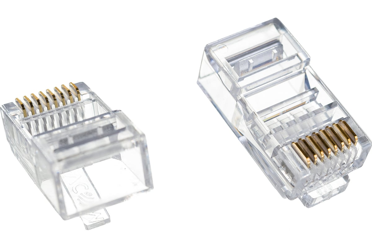 Коннектор RJ45 8P8C UTP кат. 6, прозрачные VCOM (NM006-1/100) (уп./100шт.)
