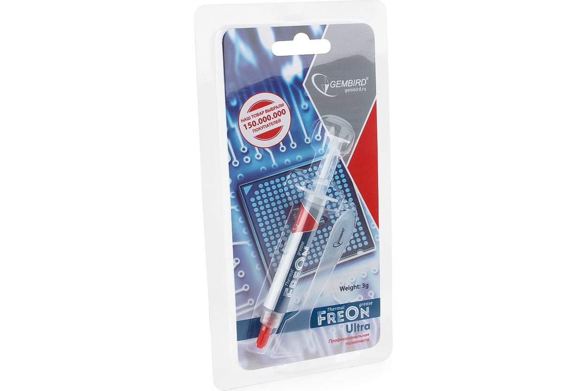 Термопаста Gembird FreOn Ultra GF-21-3 для радиаторов, 3гр, шприц