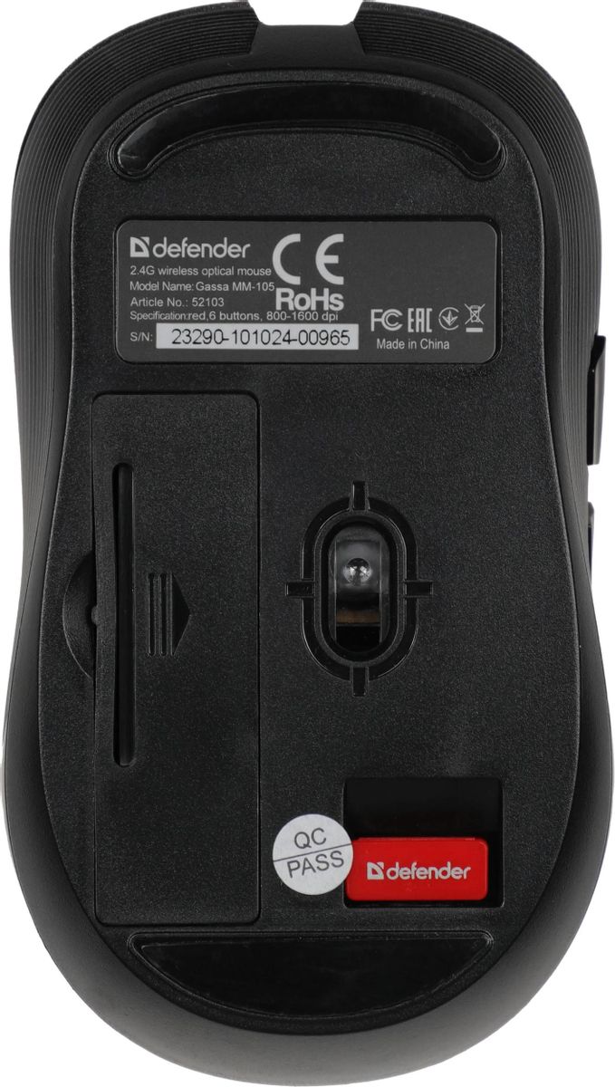 Мышь Defender Gassa MM-105, оптическая, беспроводная, USB, красный <52103>