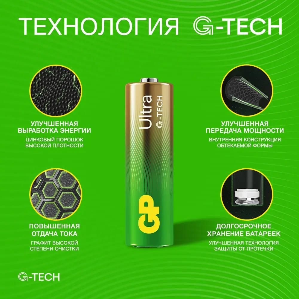 GP Элемент питания LR6 Ultra Alkaline G-TECH 15AUA21-2CRSBC2, 2бл