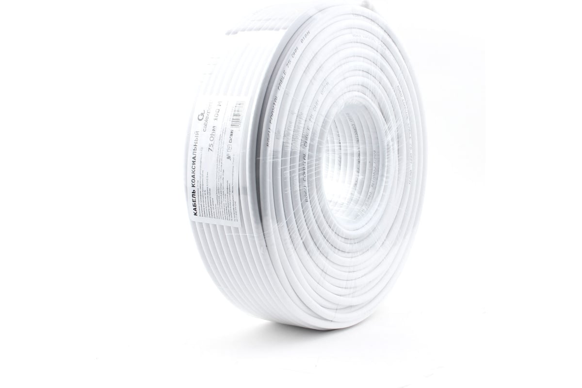 Коаксиальный кабель Cablexpert 75 Ом, 64%, 1мм, CCS, 100м, белый RG-6U-CS-2