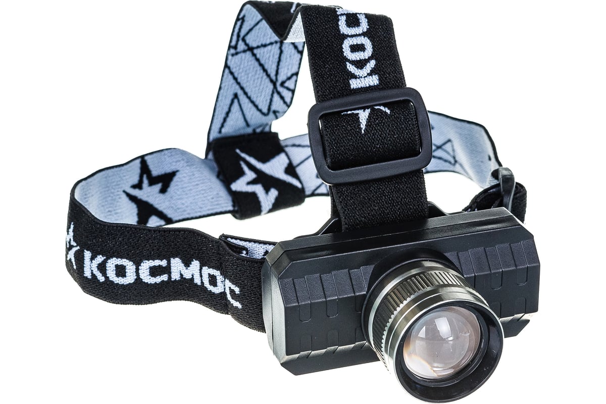 Фонарь КОСМОС с зумом KocH3WZoo, 3Вт ХРЕ, литий 1200mAh, зарядка micro USB, шнур в комплекте
