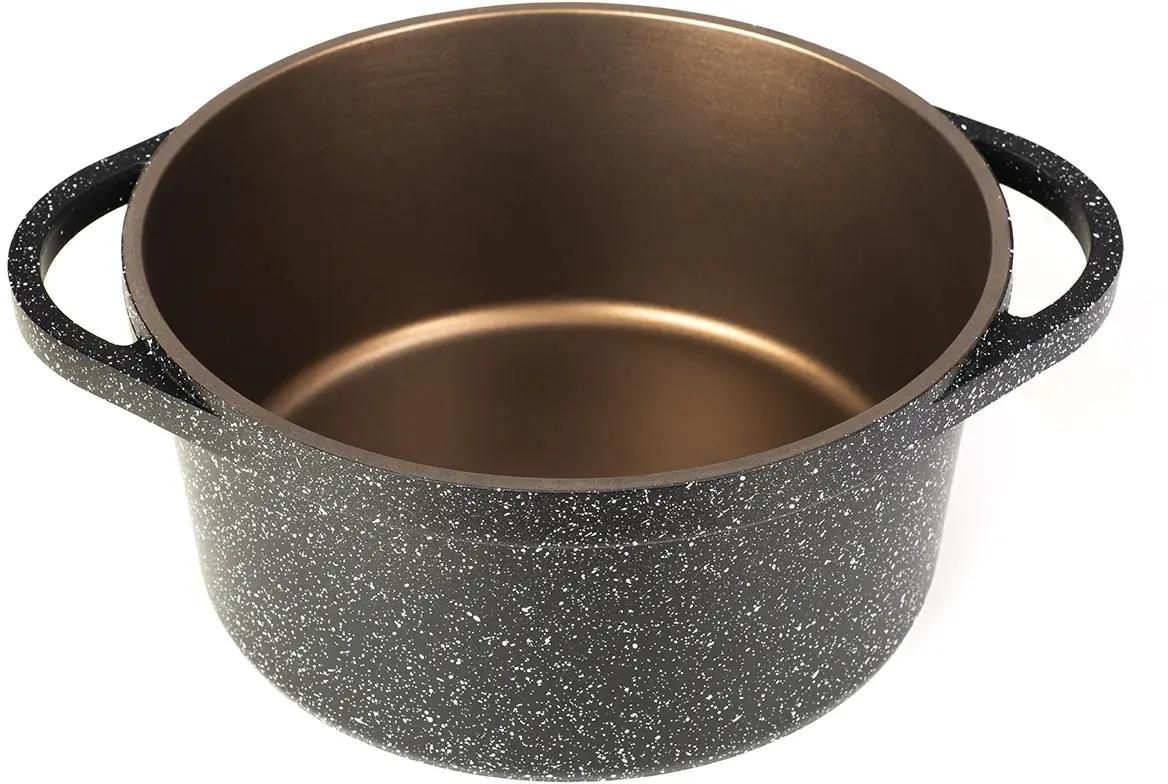 Кастрюля LARA LR02-231 серия Orlean 20см, 2.6л, мрамор, Bronze, капс. индукционное дно, крышка