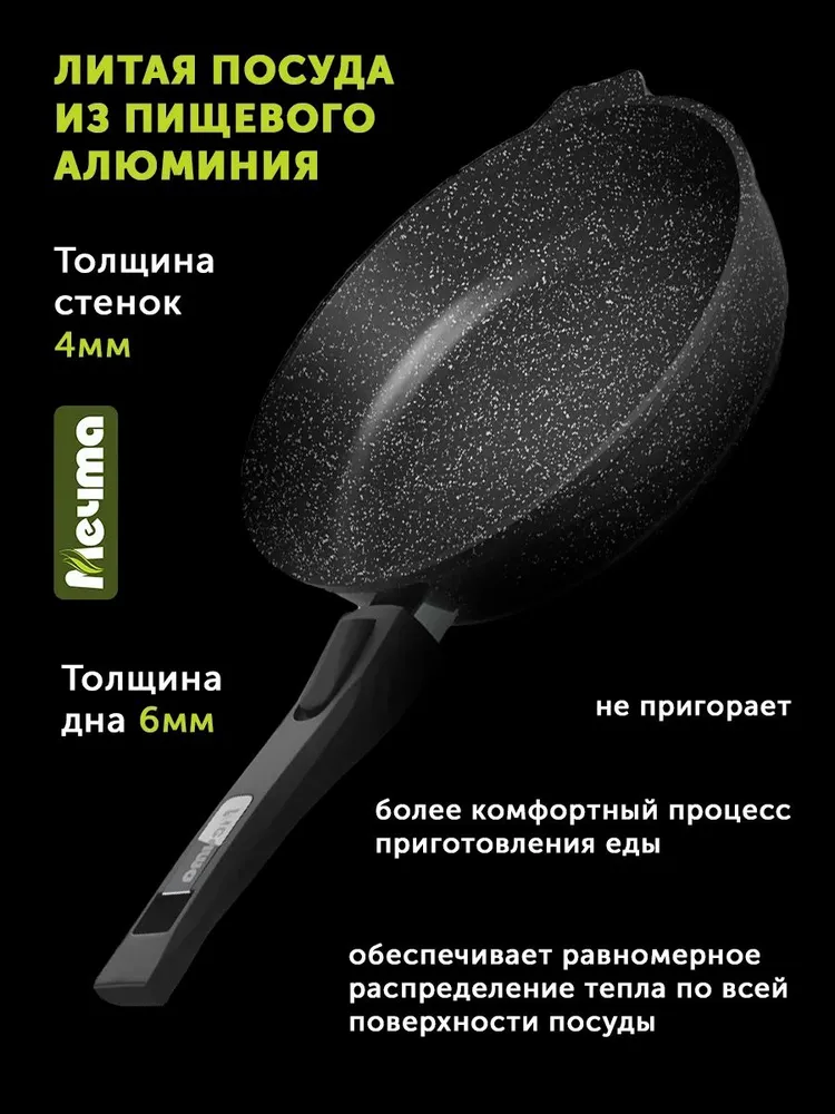 Сковорода Мечта АП Гранит, чёрный, 24 см, съёмная ручка <024802>