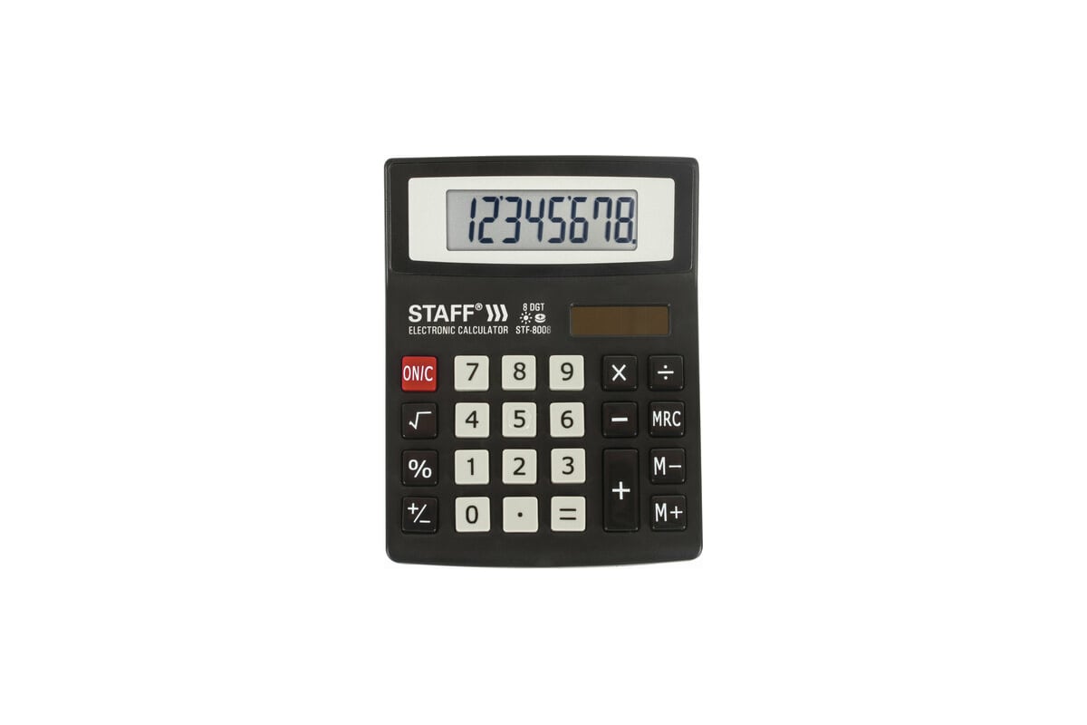 Калькулятор STAFF настольный STF-8008, 8 разрядов, двойное питание, 113х87мм