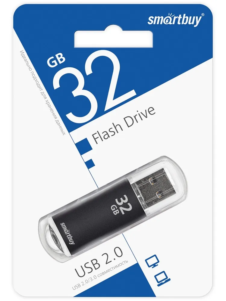 Память USB 2.0 32 ГБ Smartbuy V-Cut, черный <SB32GBVC-K>