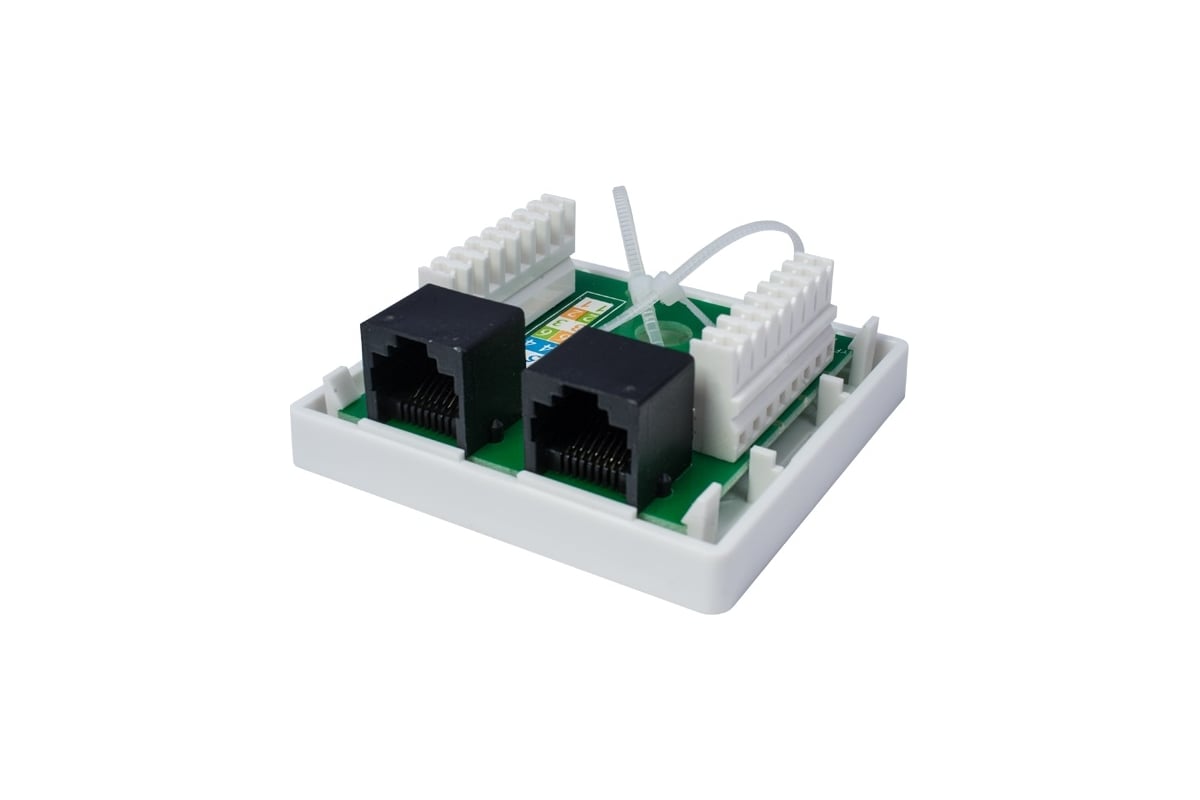 Компьютерная розетка 8P8C (RJ-45), UTP, Cat.5e, 2 порта <10-0309>