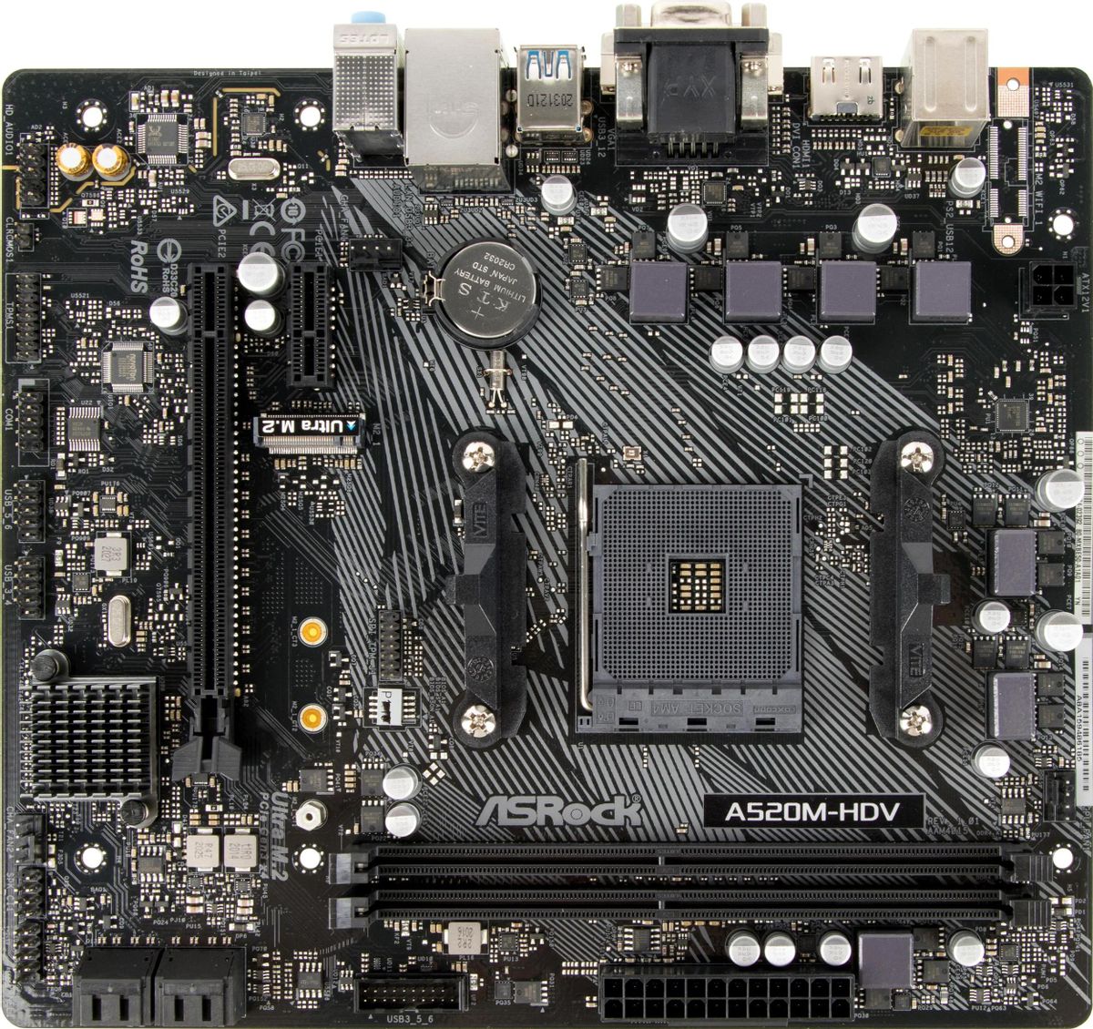 М/плата ASRock A520M-HDV Socket AM4 PCI-E/HDMI/D-SUB/DVI/2DDR4 mATX