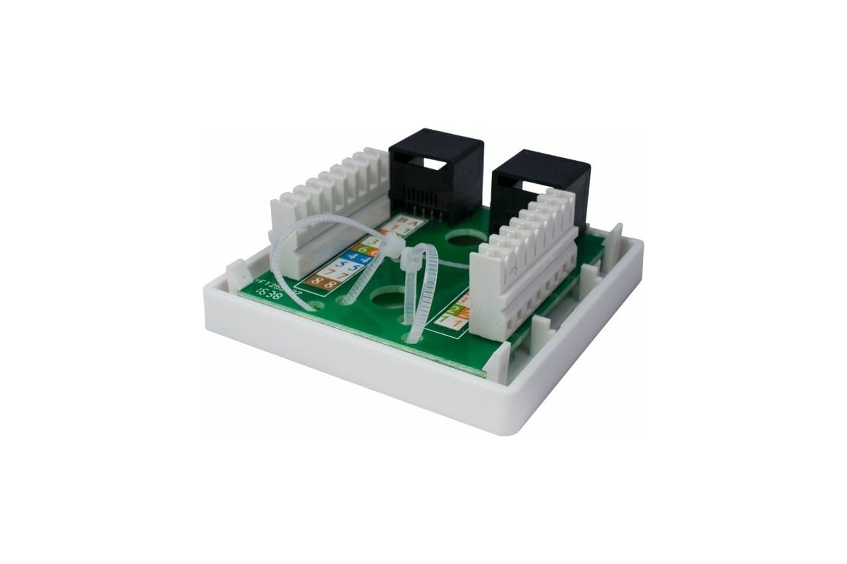 Компьютерная розетка 8P8C (RJ-45), UTP, Cat.5e, 2 порта <10-0309>