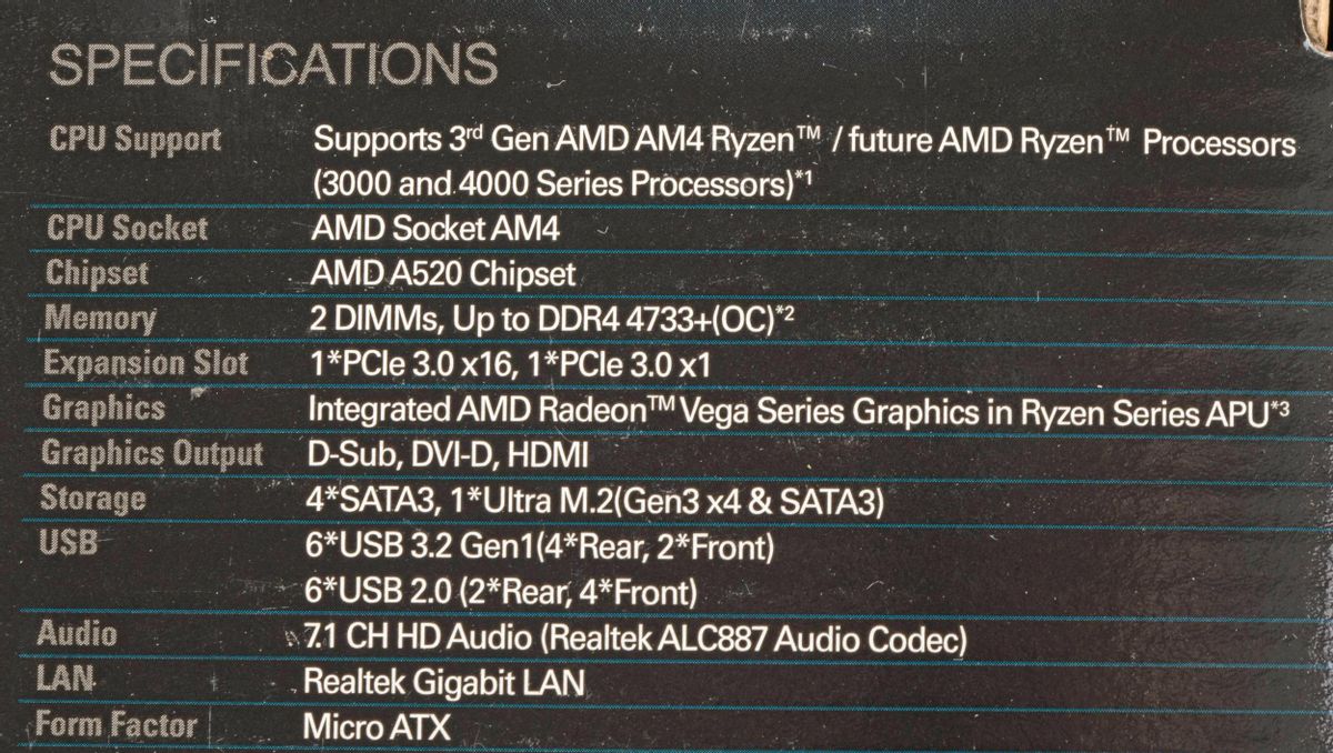 М/плата ASRock A520M-HDV Socket AM4 PCI-E/HDMI/D-SUB/DVI/2DDR4 mATX