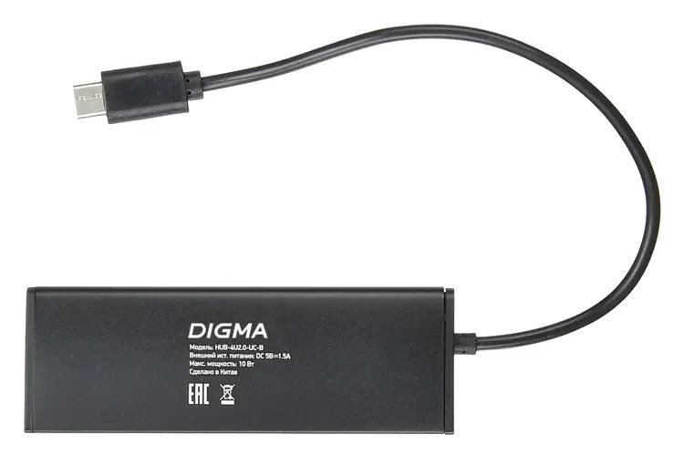 Разветвитель USB-C Digma HUB-4U2.0-UC-B 4порт. черный