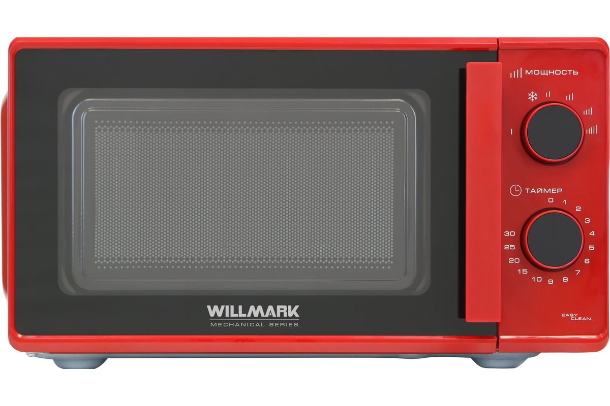 Микроволновая печь WILLMARK WMO-203GMR (20л,700Вт, механич.ПУ, ручка д/л откр.дв,6 ур.мощн.,красная)