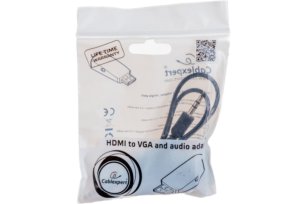 Переходник HDMI-VGA Cablexpert  A-HDMI-VGA-02, 19M/15F
